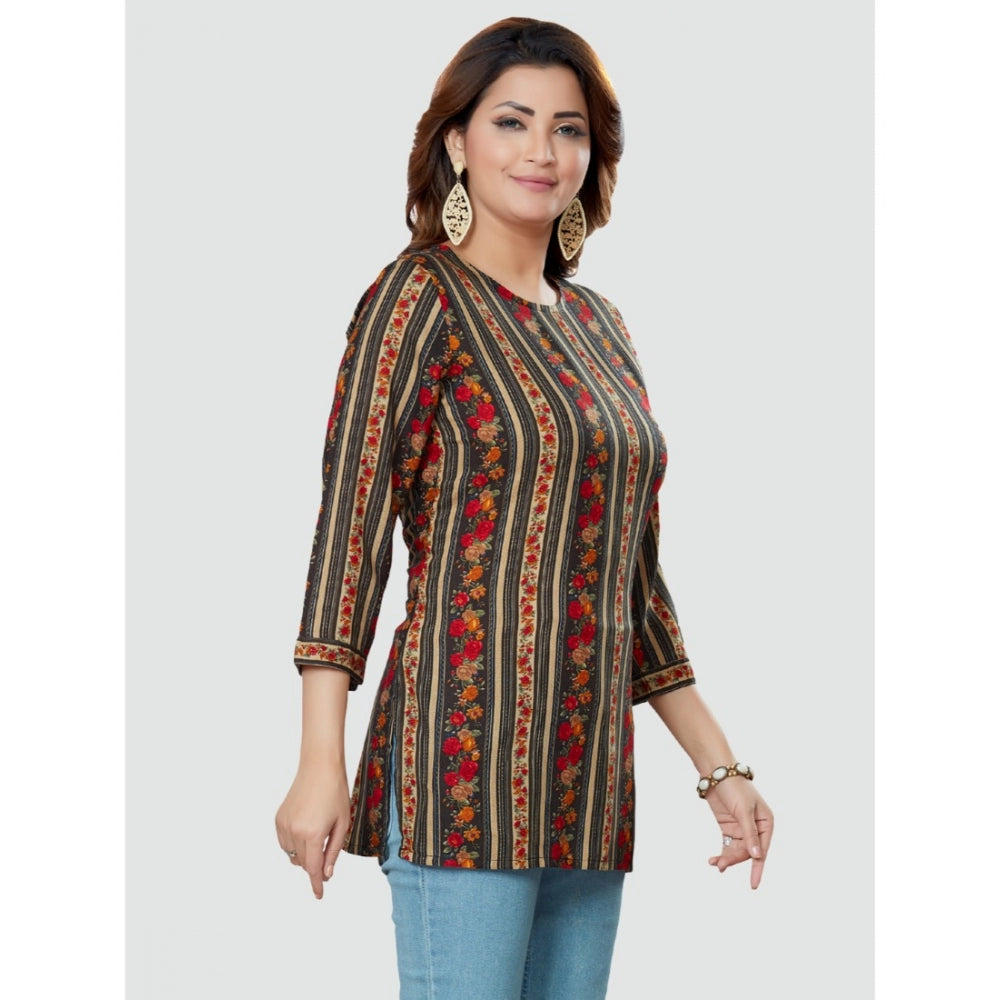 Casual 3/4 Sleeves Printed Rayon Short Top