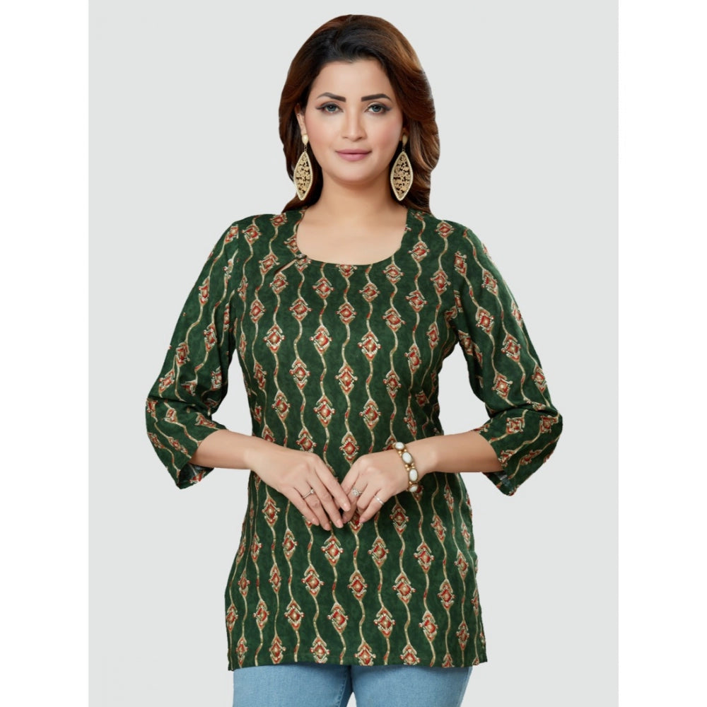 Casual 3/4 Sleeves Printed Rayon Short Top