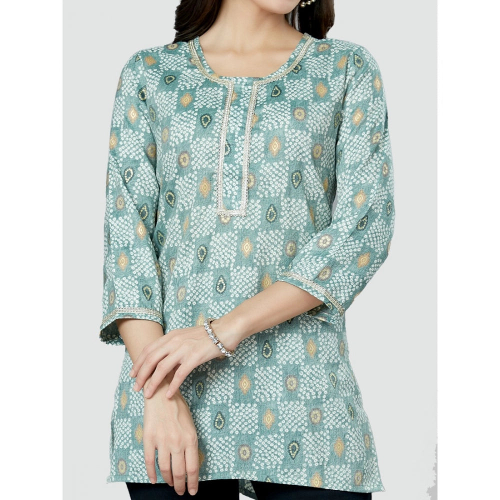 Casual 3/4 Sleeves Printed Rayon Short Top