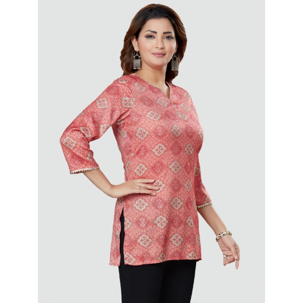 Casual 3/4 Sleeves Printed Rayon Short Top