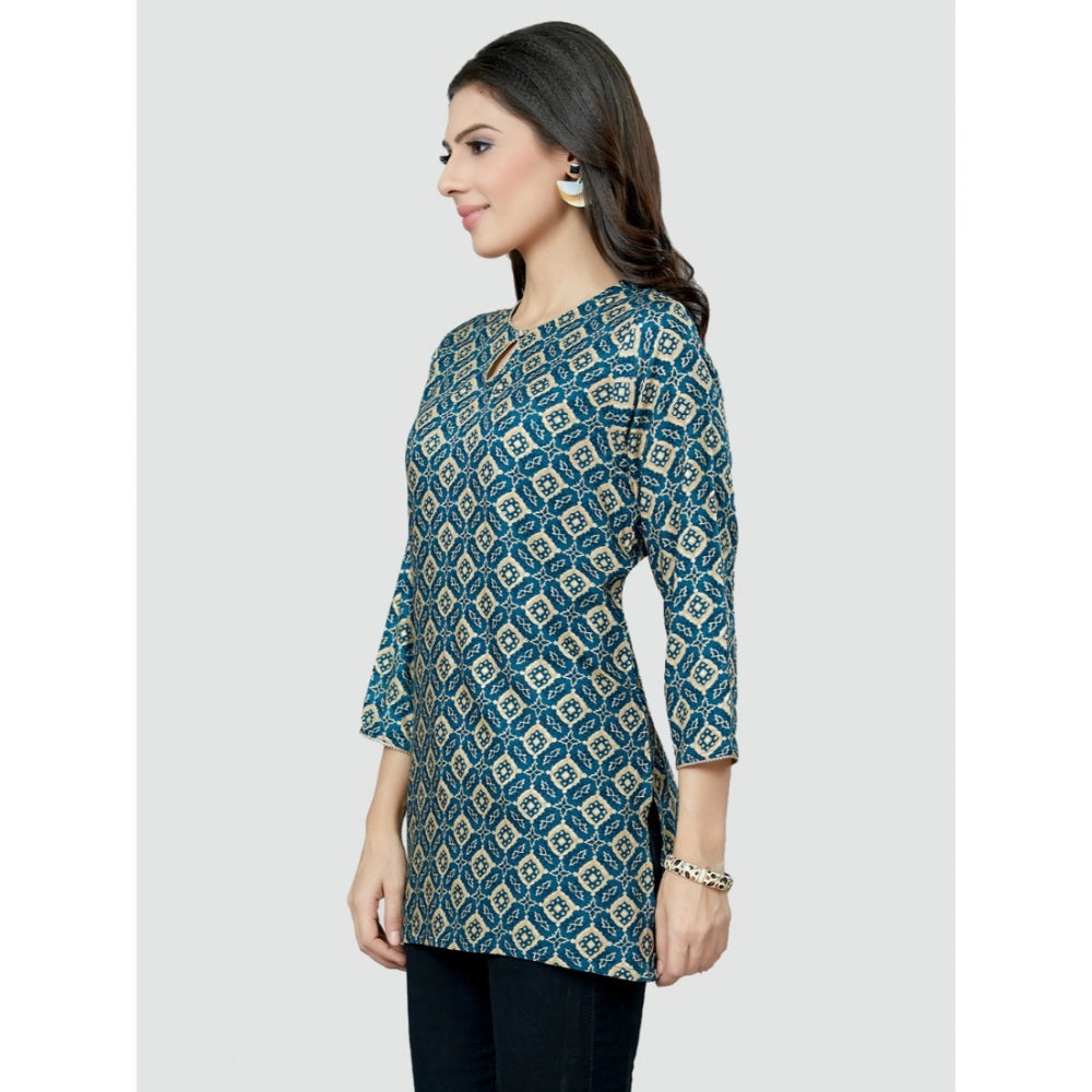 Casual 3/4 Sleeves Printed Rayon Short Top