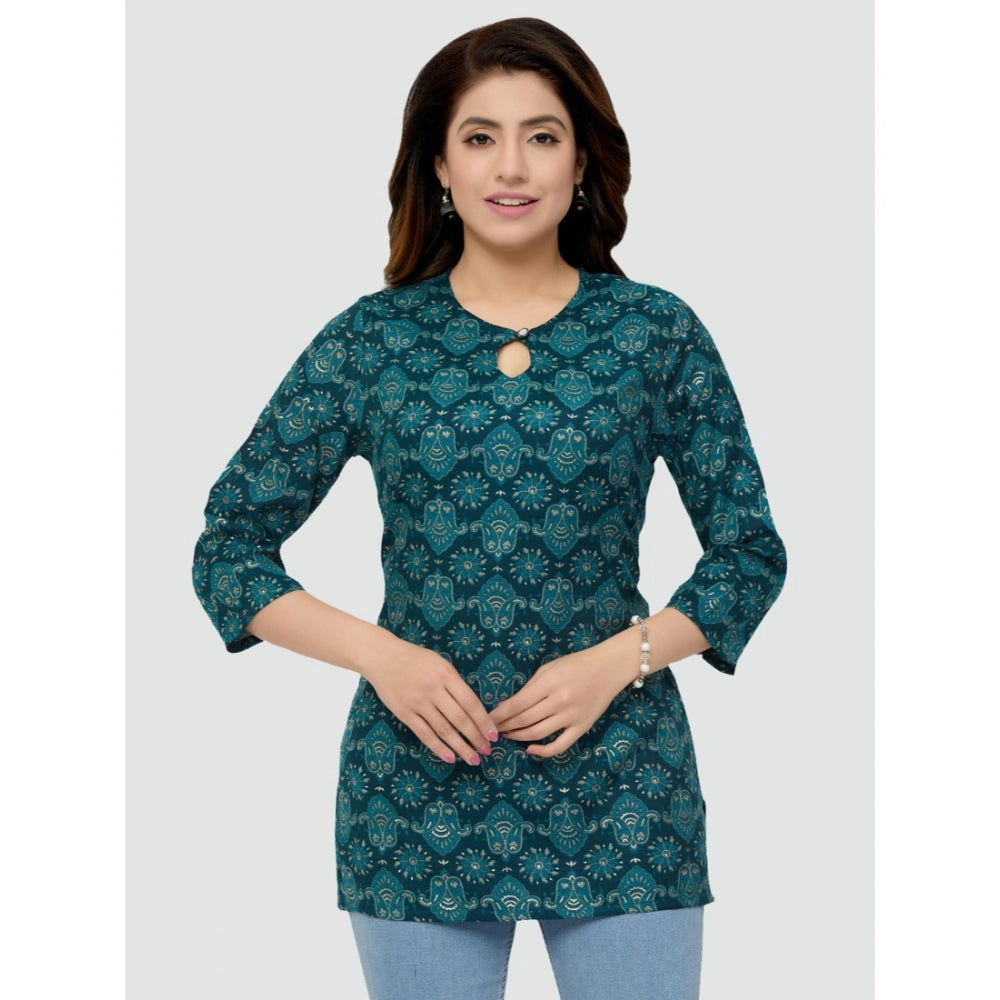 Casual 3/4 Sleeves Printed Rayon Short Top