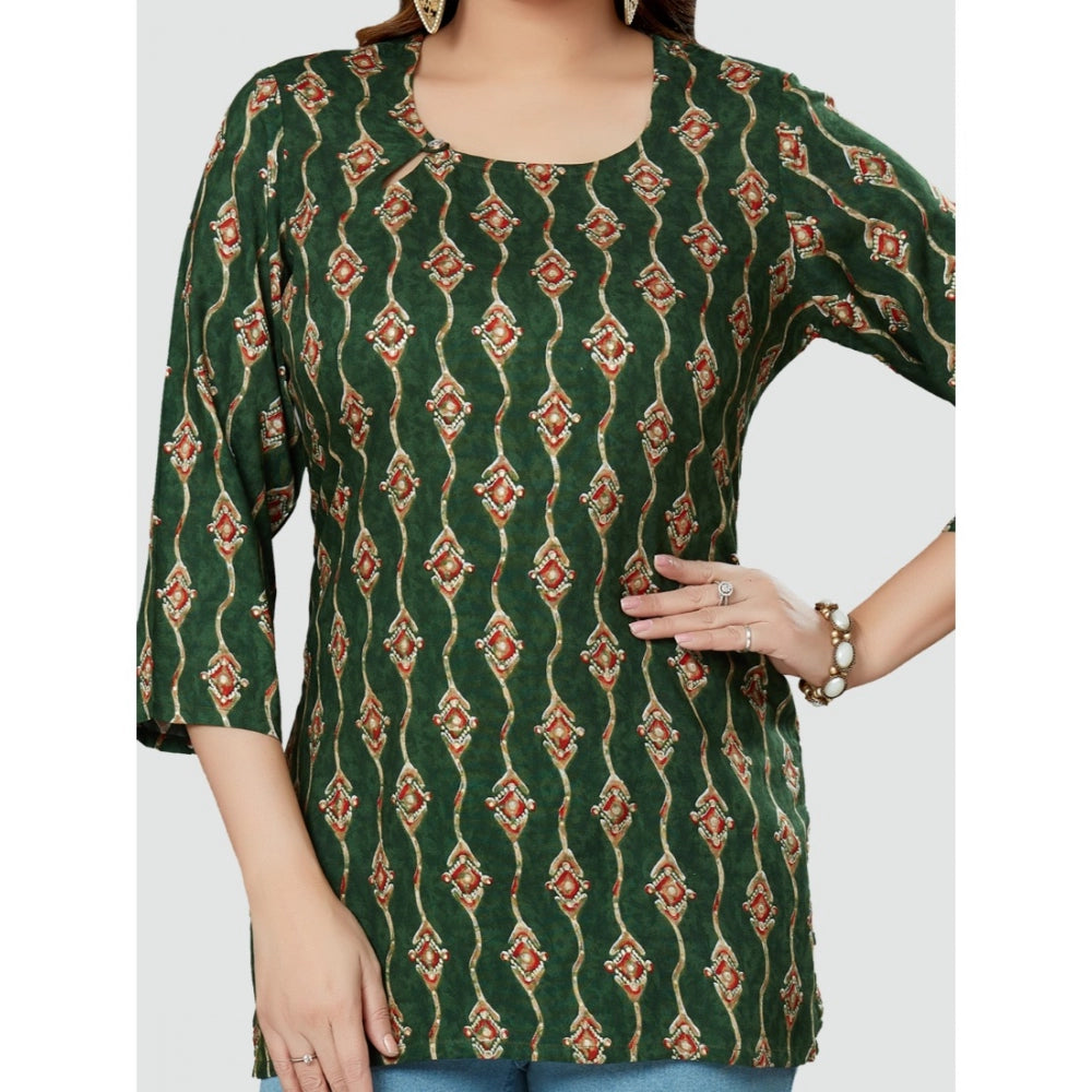 Casual 3/4 Sleeves Printed Rayon Short Top