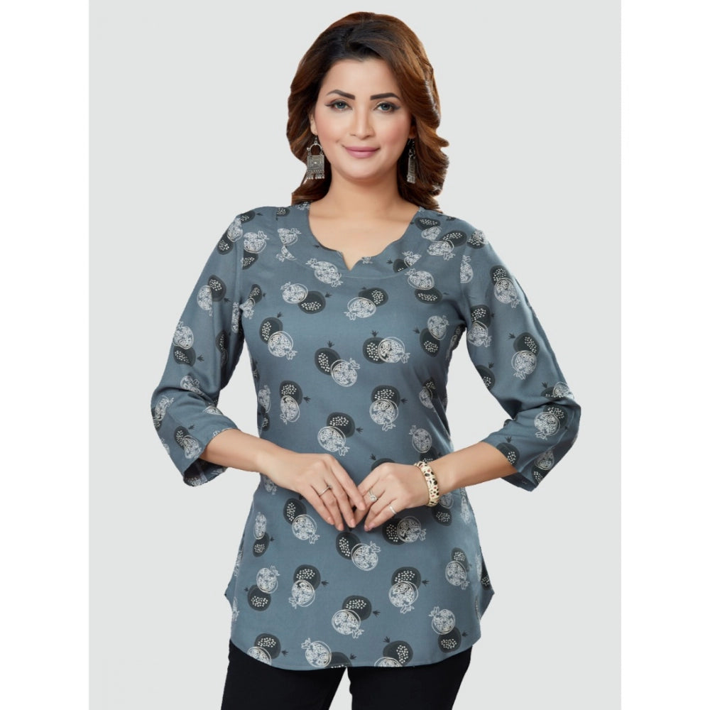 Casual 3/4 Sleeves Printed Rayon Short Top