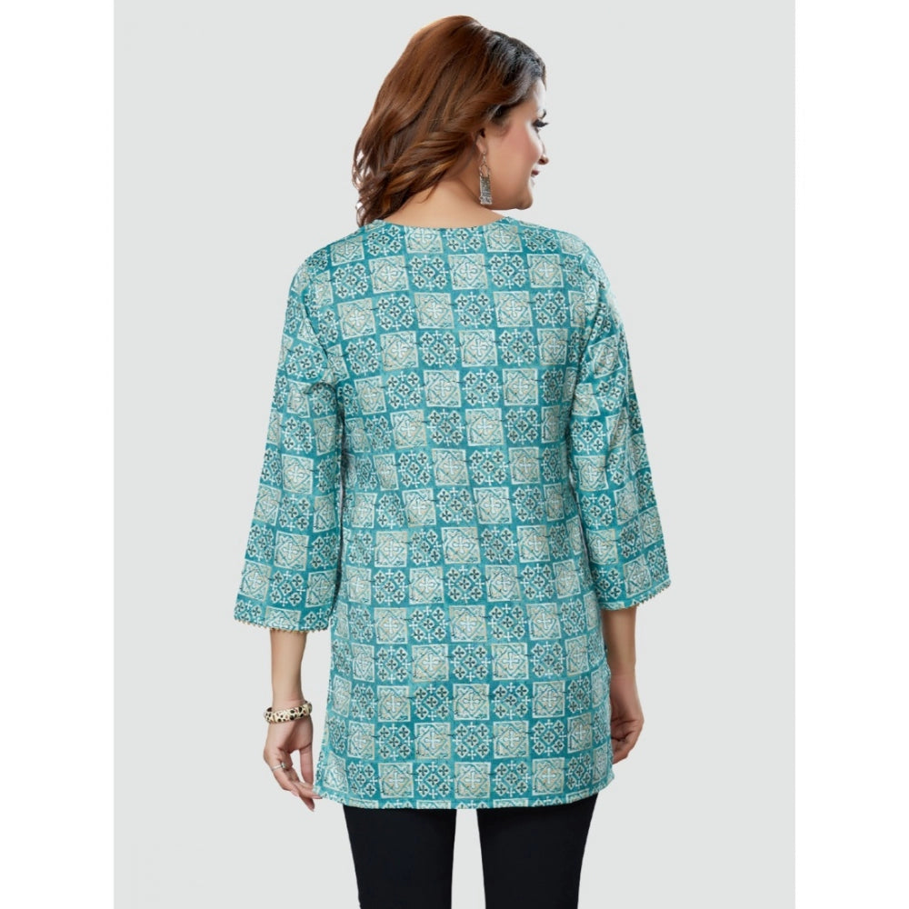 Casual 3/4 Sleeves Printed Rayon Short Top