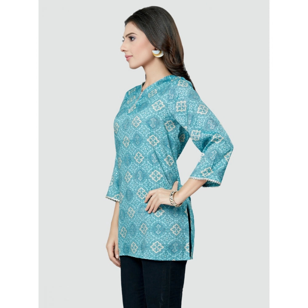 Casual 3/4 Sleeves Printed Rayon Short Top