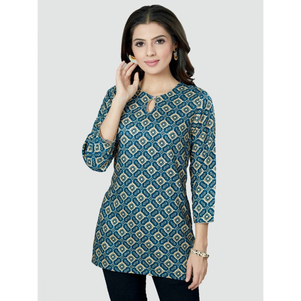 Casual 3/4 Sleeves Printed Rayon Short Top