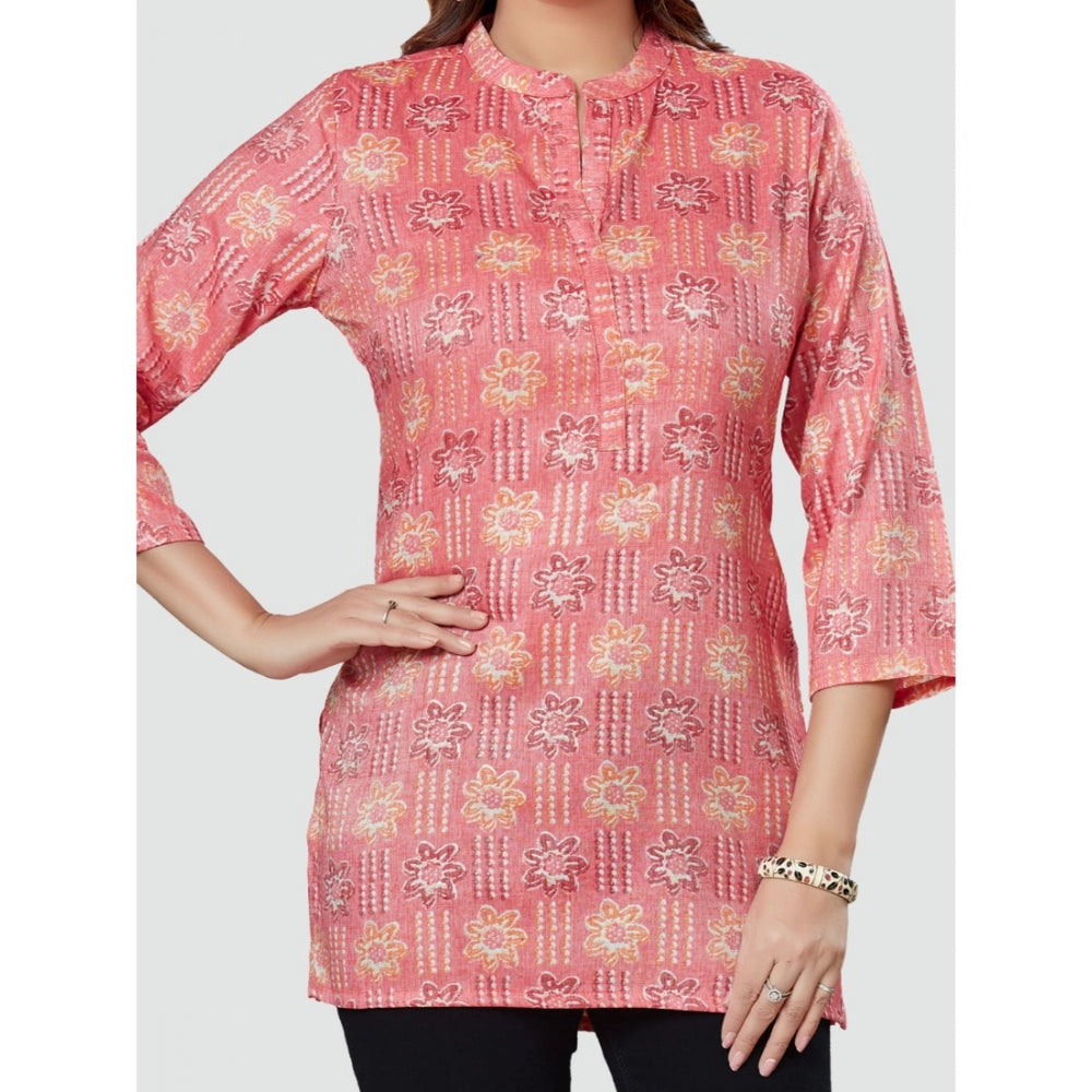 Casual 3/4 Sleeves Printed Rayon Short Top