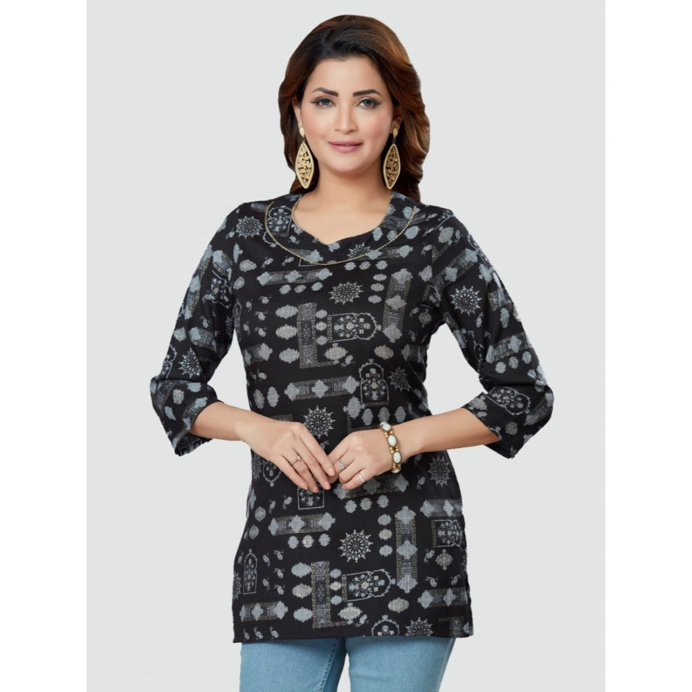 Casual 3/4 Sleeves Printed Rayon Short Top