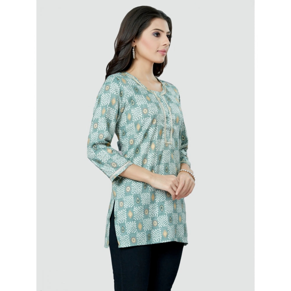 Casual 3/4 Sleeves Printed Rayon Short Top