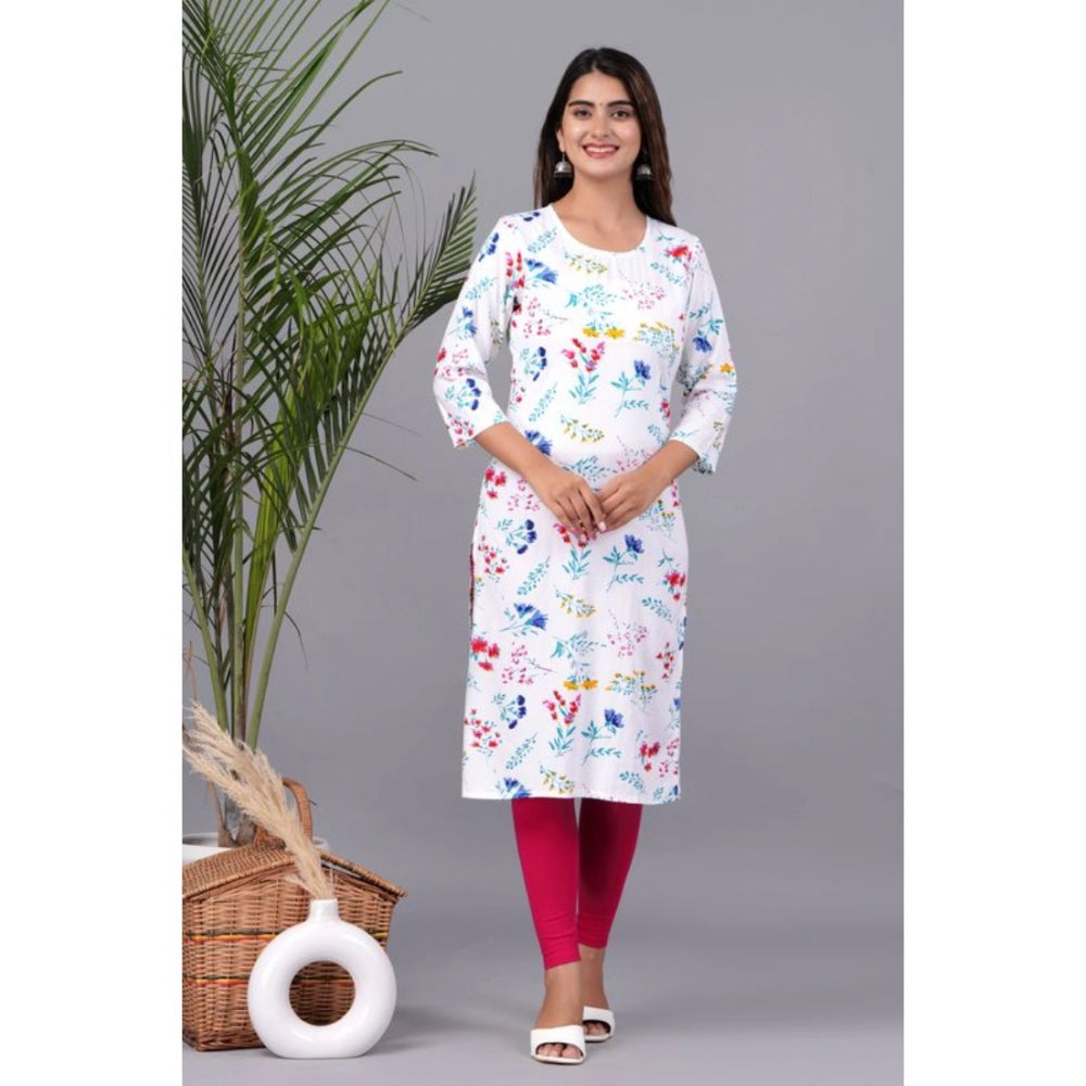 Casual 3/4 Sleeve Printed Rayon Kurti