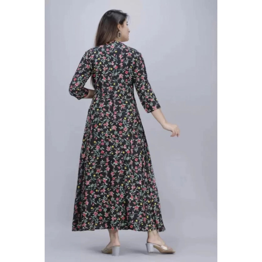 Casual 3/4 Sleeve Printed Rayon Anarkali Gown