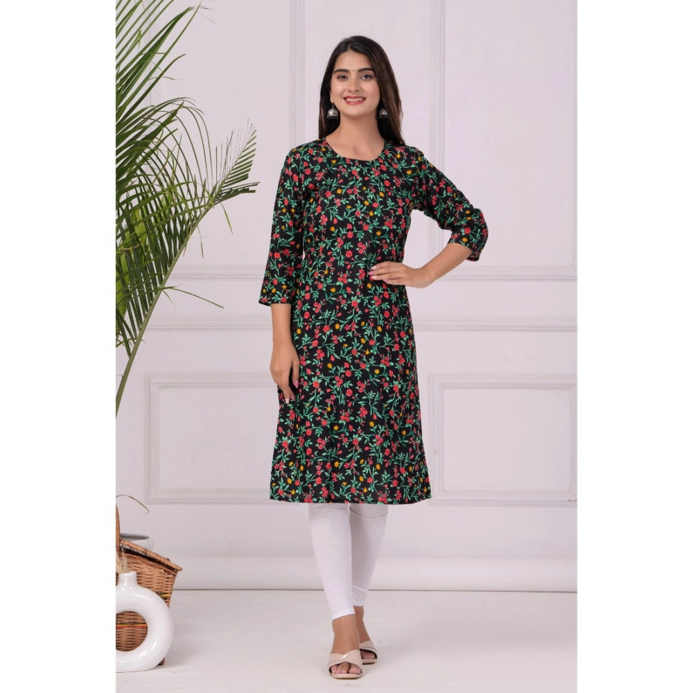 Casual 3/4 Sleeve Printed Rayon Kurti