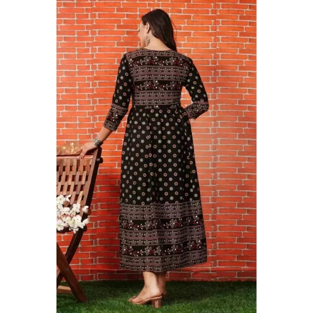 Casual 3/4 Sleeve Printed Rayon Anarkali Gown