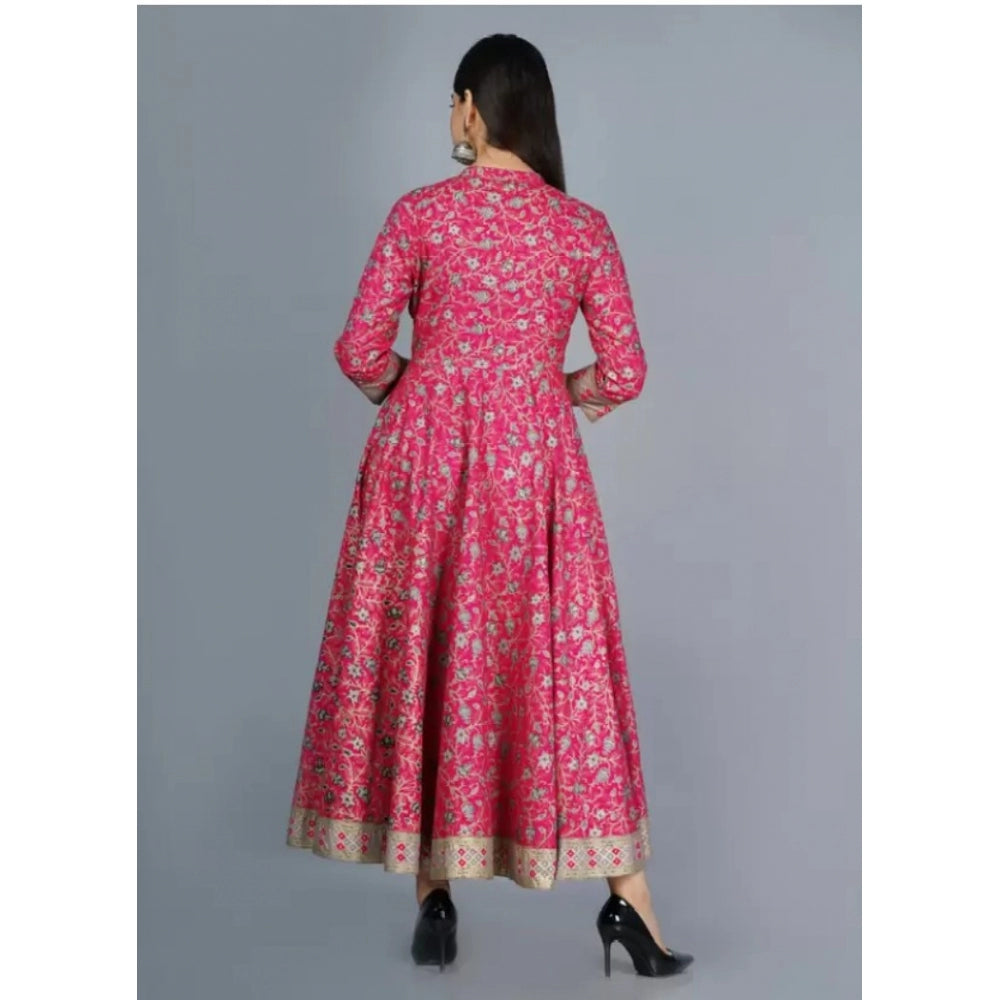 Casual 3/4 Sleeve Printed Rayon Anarkali Gown