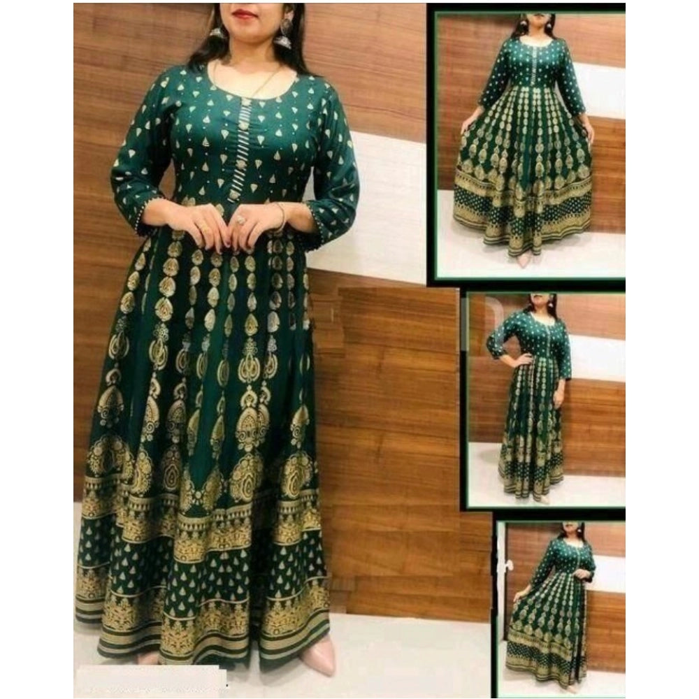 Casual 3/4 Sleeve Printed Rayon Anarkali Gown