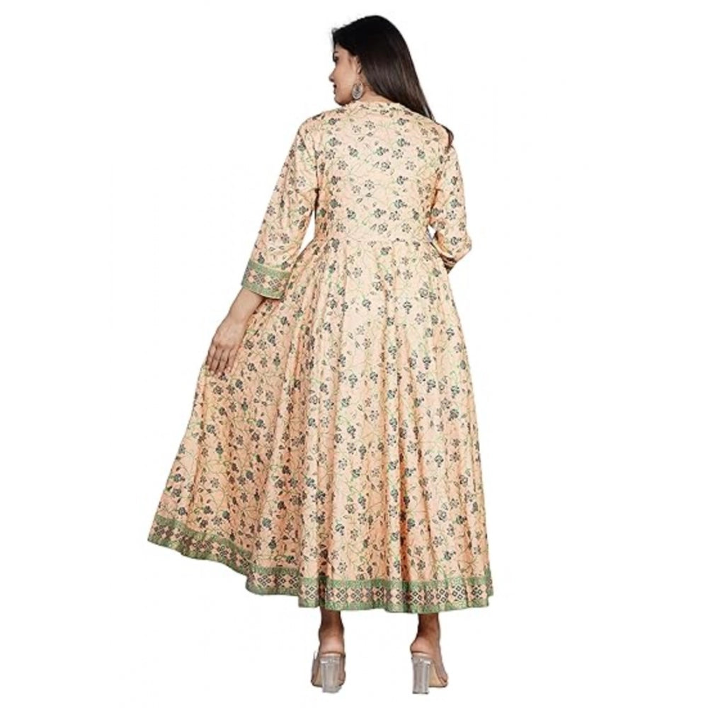 Casual 3/4 Sleeve Printed Rayon Anarkali Gown