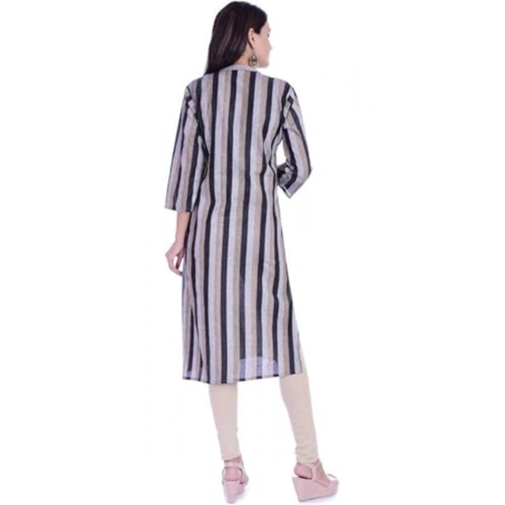 Casual 3/4 Sleeve Strip Rayon Kurti