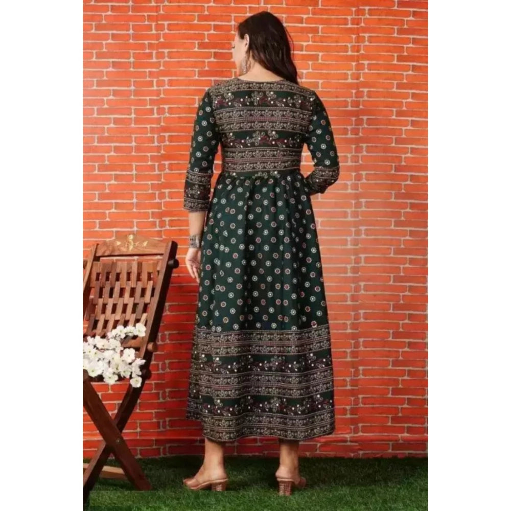 Casual 3/4 Sleeve Printed Rayon Anarkali Gown