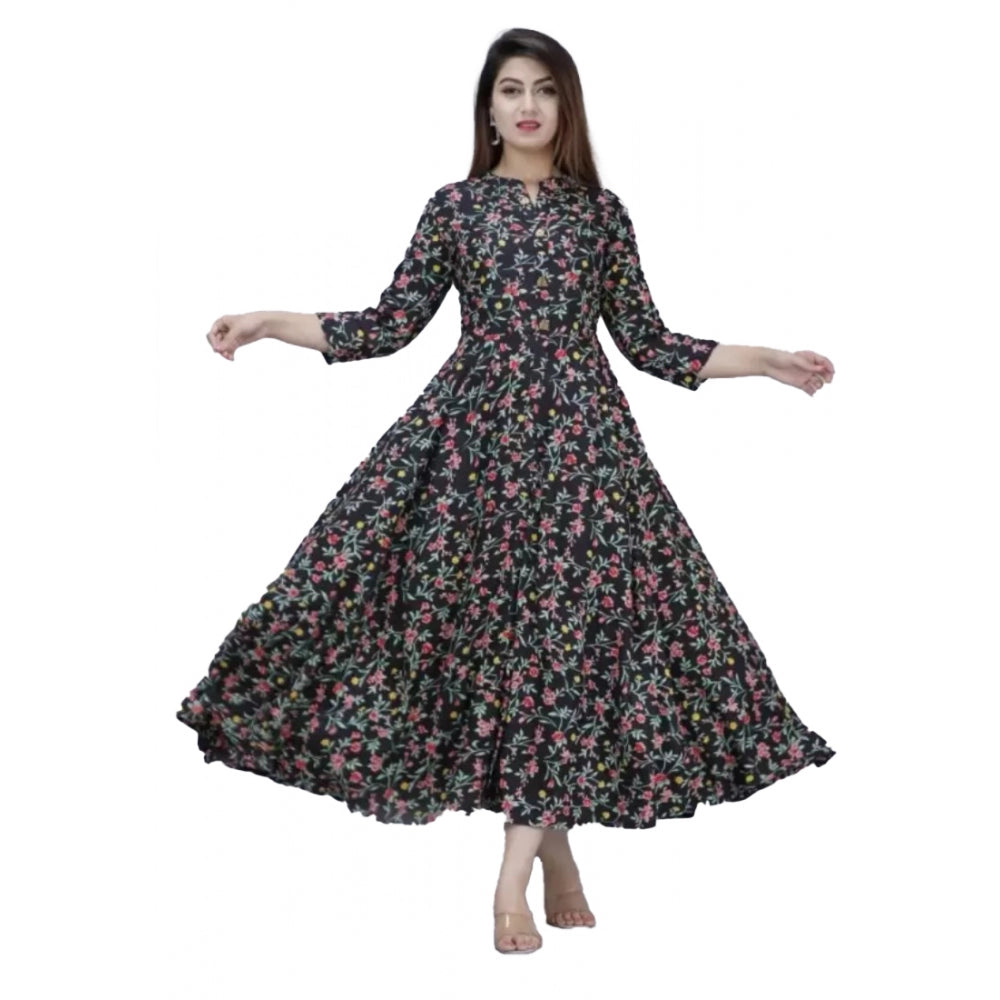 Casual 3/4 Sleeve Printed Rayon Anarkali Gown