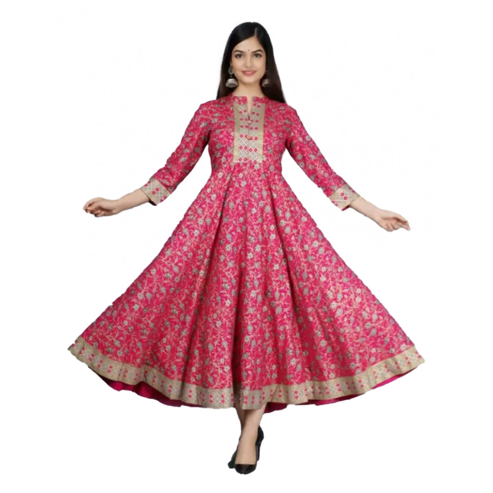 Casual 3/4 Sleeve Printed Rayon Anarkali Gown