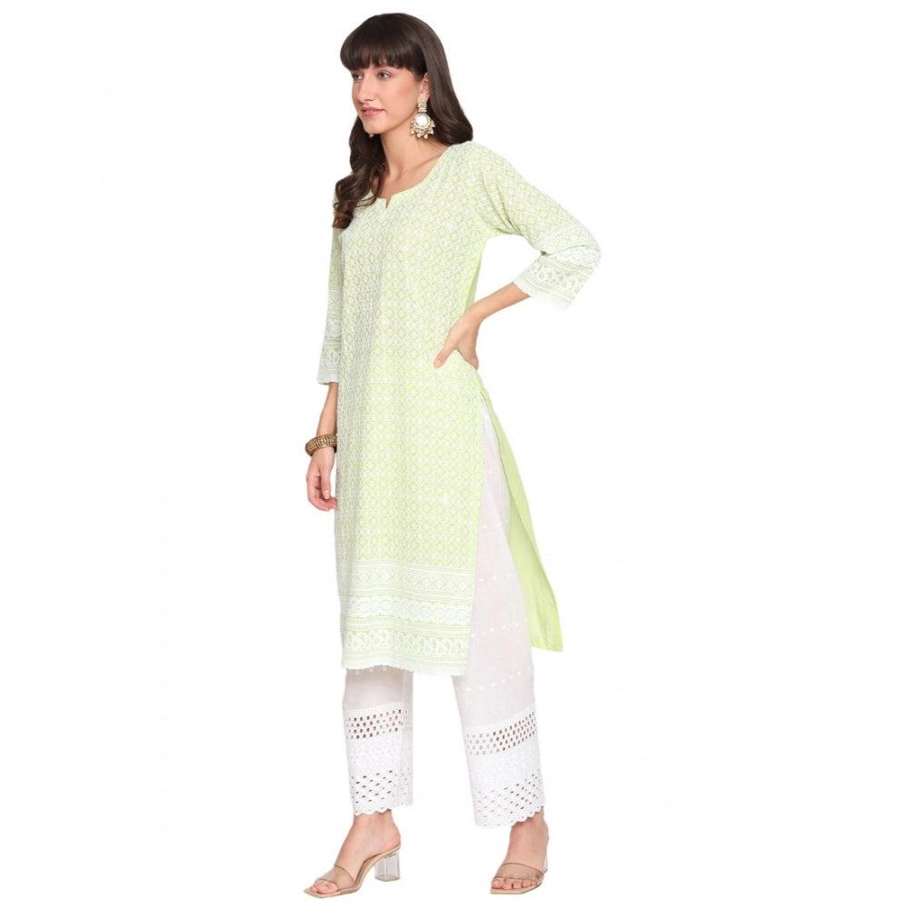 Casual 3/4th Sleeve Embroidered Cotton Kurti