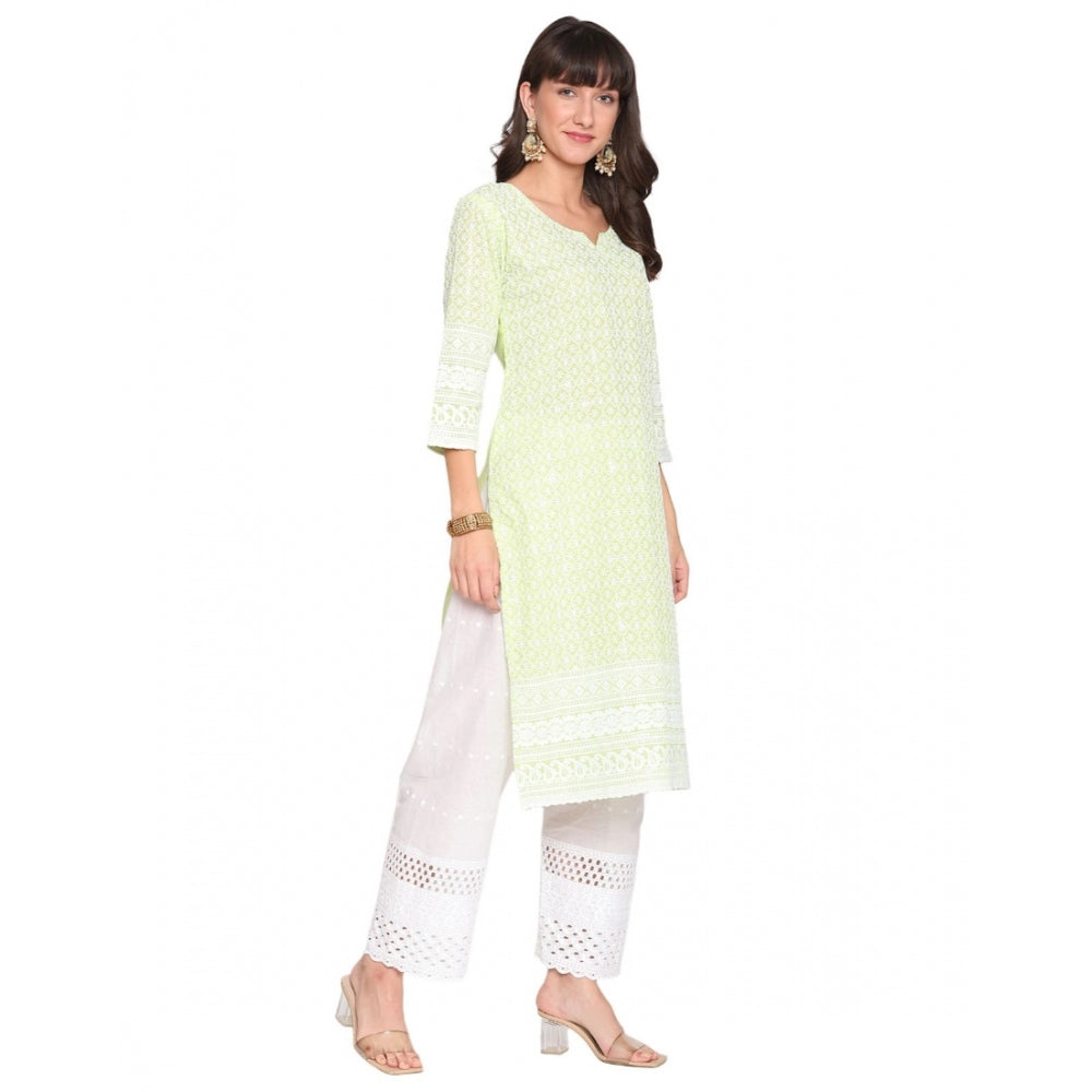 Casual 3/4th Sleeve Embroidered Cotton Kurti