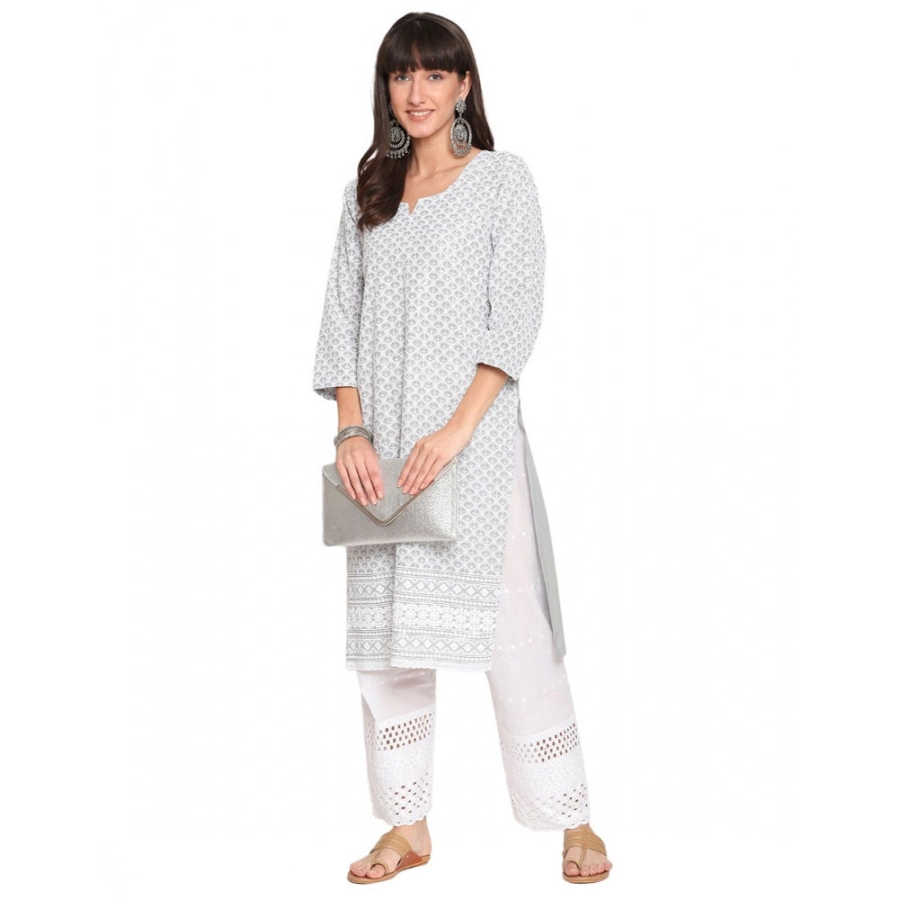 Casual 3/4th Sleeve Embroidered Cotton Kurti