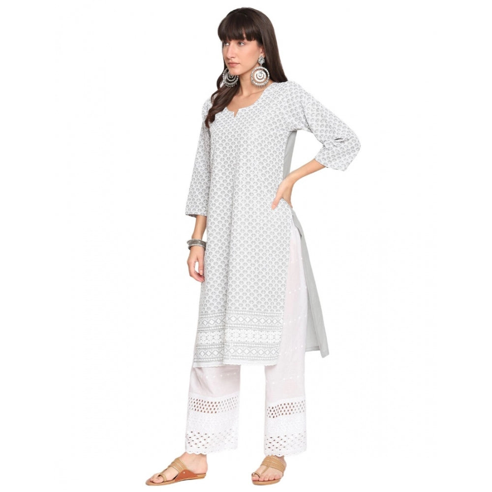 Casual 3/4th Sleeve Embroidered Cotton Kurti