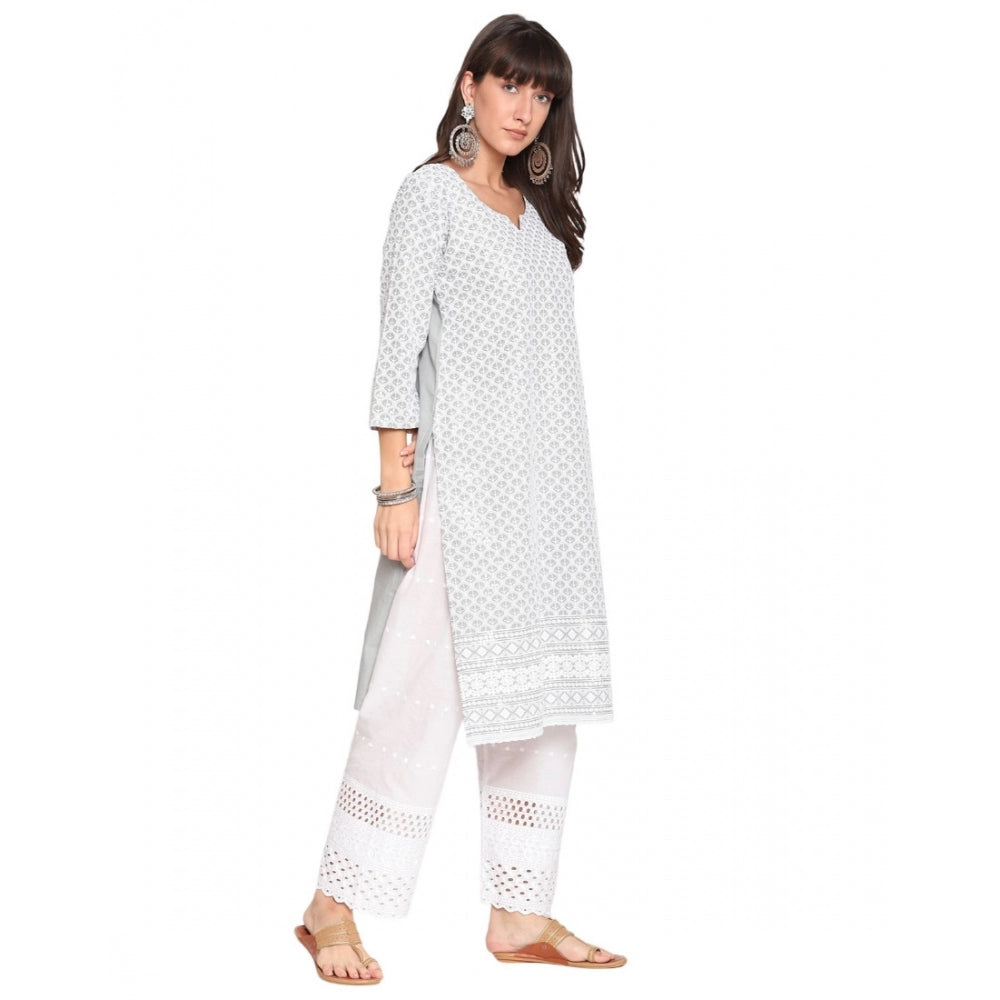 Casual 3/4th Sleeve Embroidered Cotton Kurti