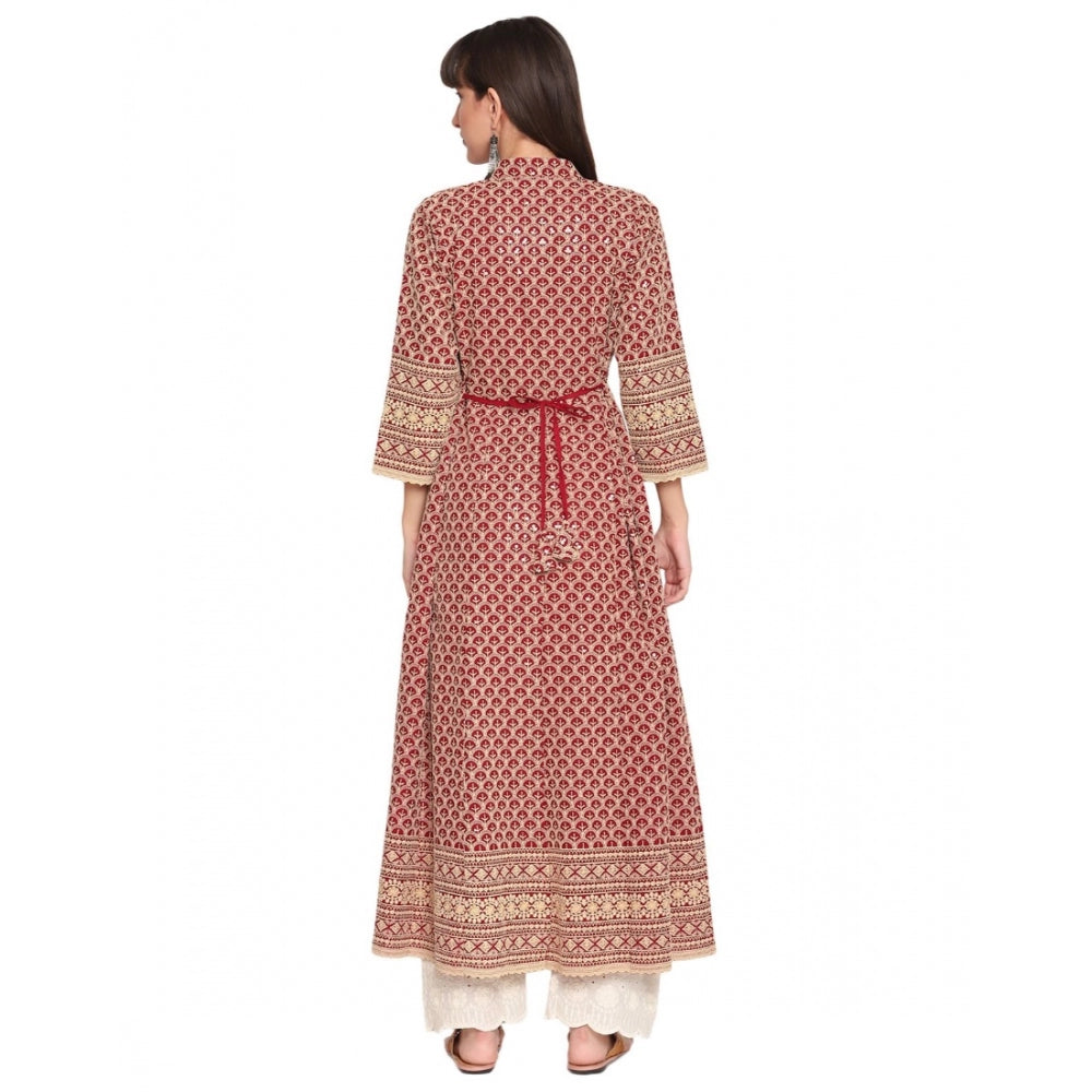 Casual 3/4th Sleeve Chikan Embroidery Cotton Kurti