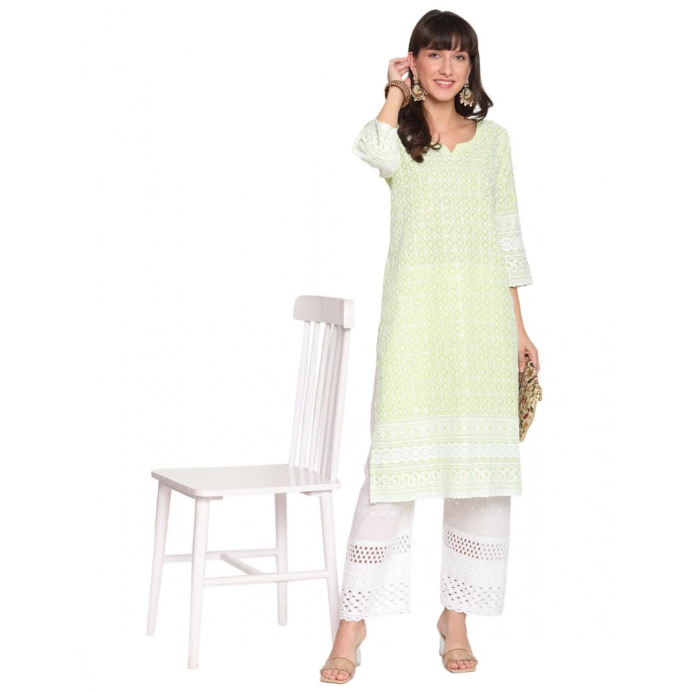 Casual 3/4th Sleeve Embroidered Cotton Kurti