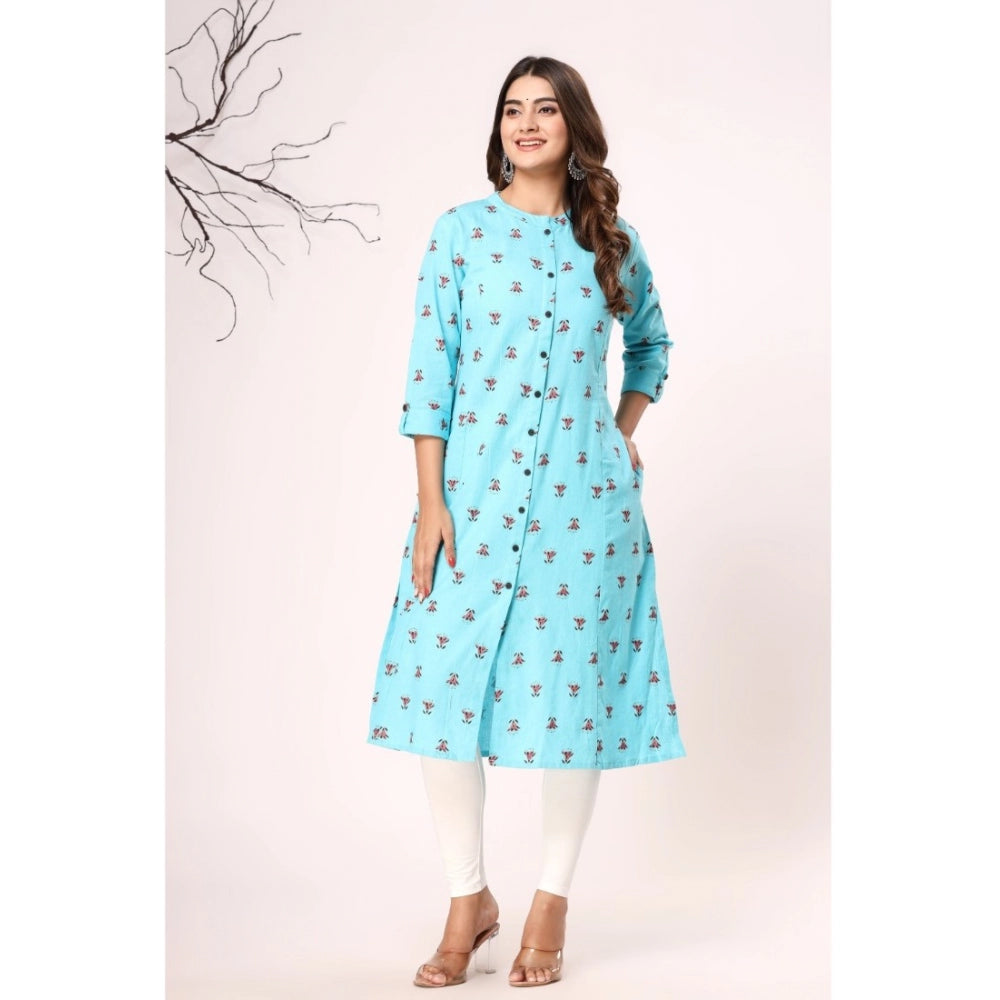 Casual 3/4th Sleeve Floral Printed Cotton Flex Kurti