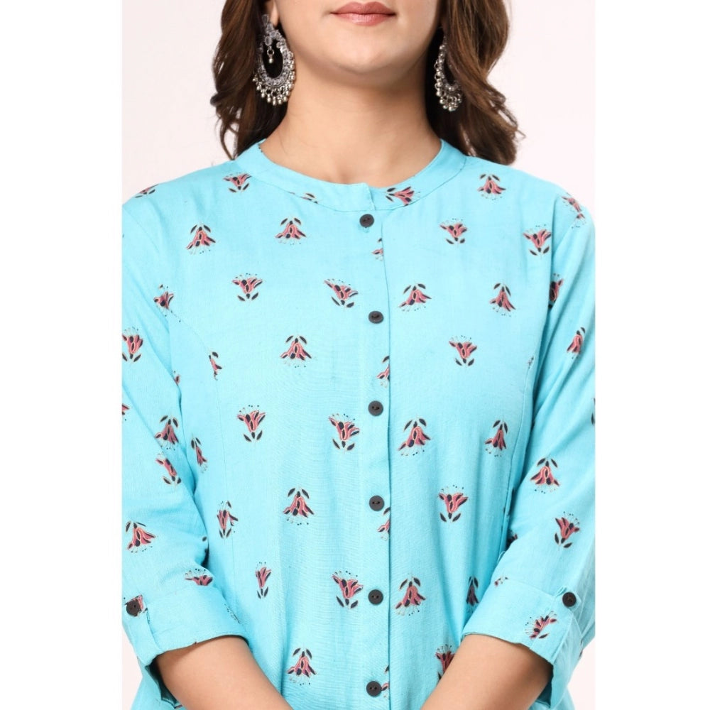 Casual 3/4th Sleeve Floral Printed Cotton Flex Kurti