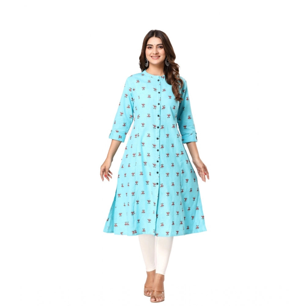 Casual 3/4th Sleeve Floral Printed Cotton Flex Kurti