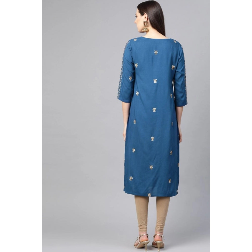 Casual 3/4 th Sleeve Floral Printed Rayon Kurti