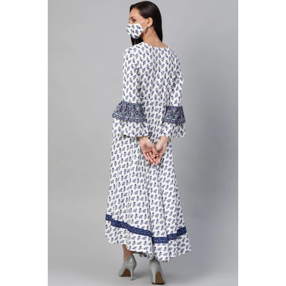 Casual Bell Sleeve Floral Printed Rayon Dress