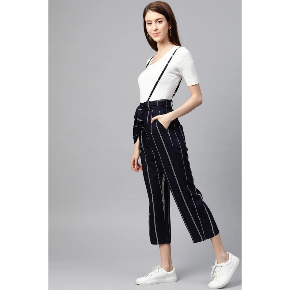 Casual Short Sleeve Striped Rayon Dungaree