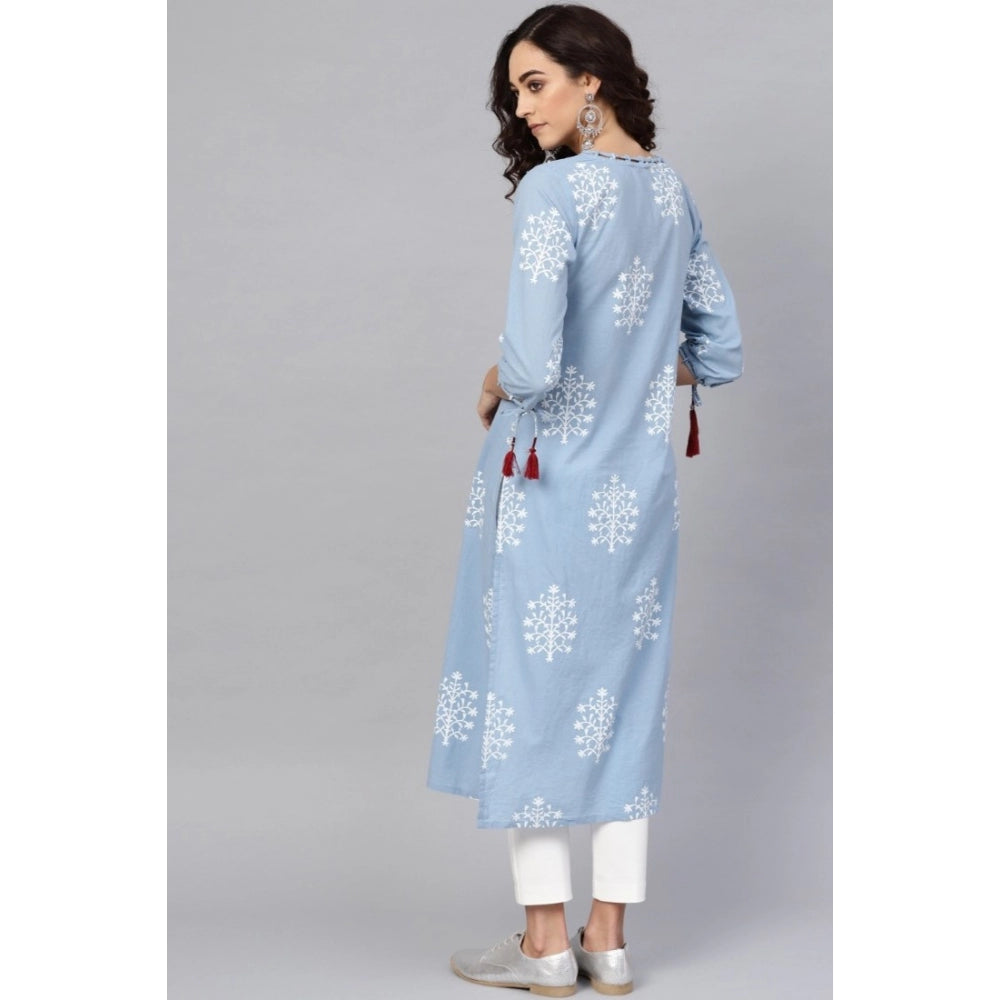 Casual 3/4 th Sleeve Embroidery Cambric Cotton Kurti