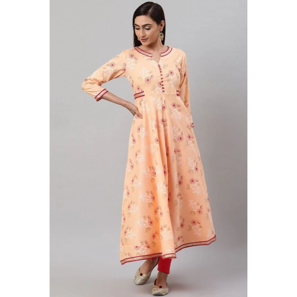 Casual 3/4 th Sleeve Floral Printed Rayon Kurti