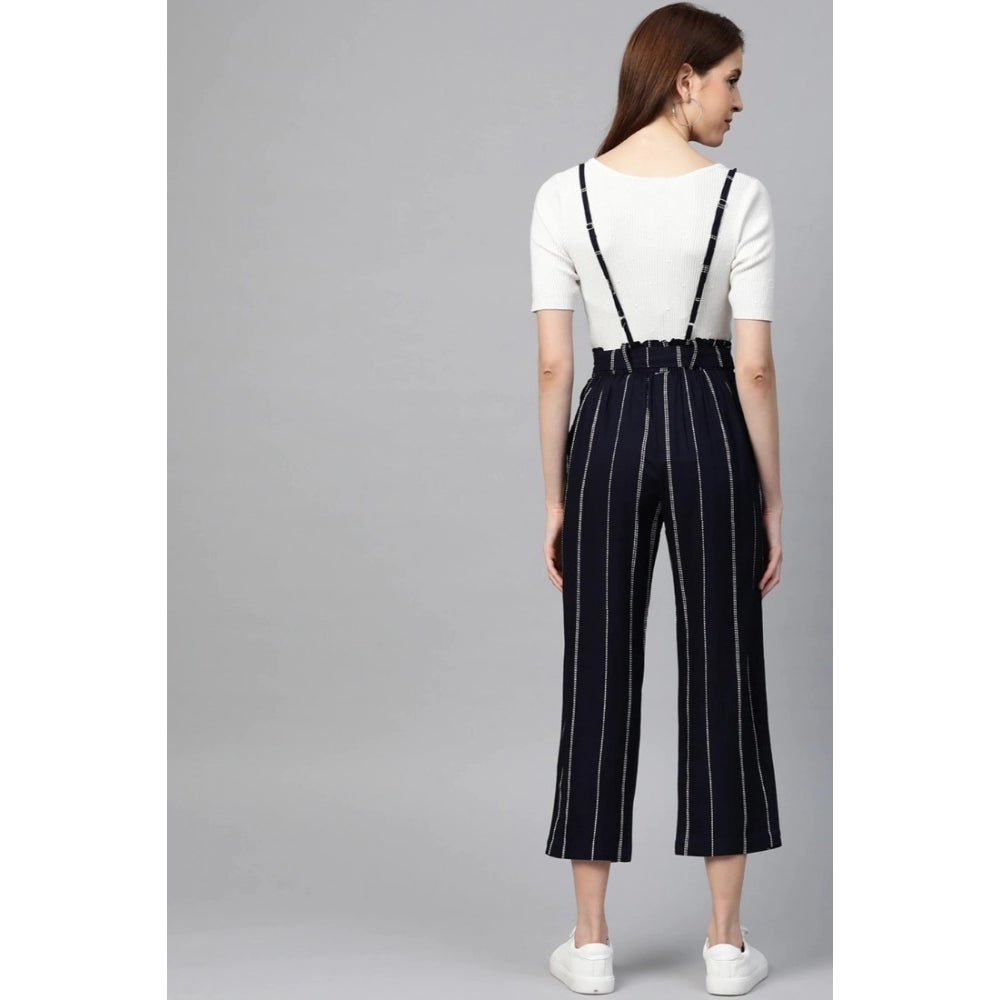 Casual Short Sleeve Striped Rayon Dungaree