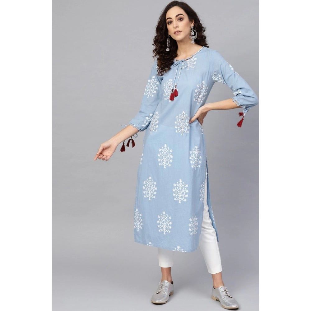 Casual 3/4 th Sleeve Embroidery Cambric Cotton Kurti