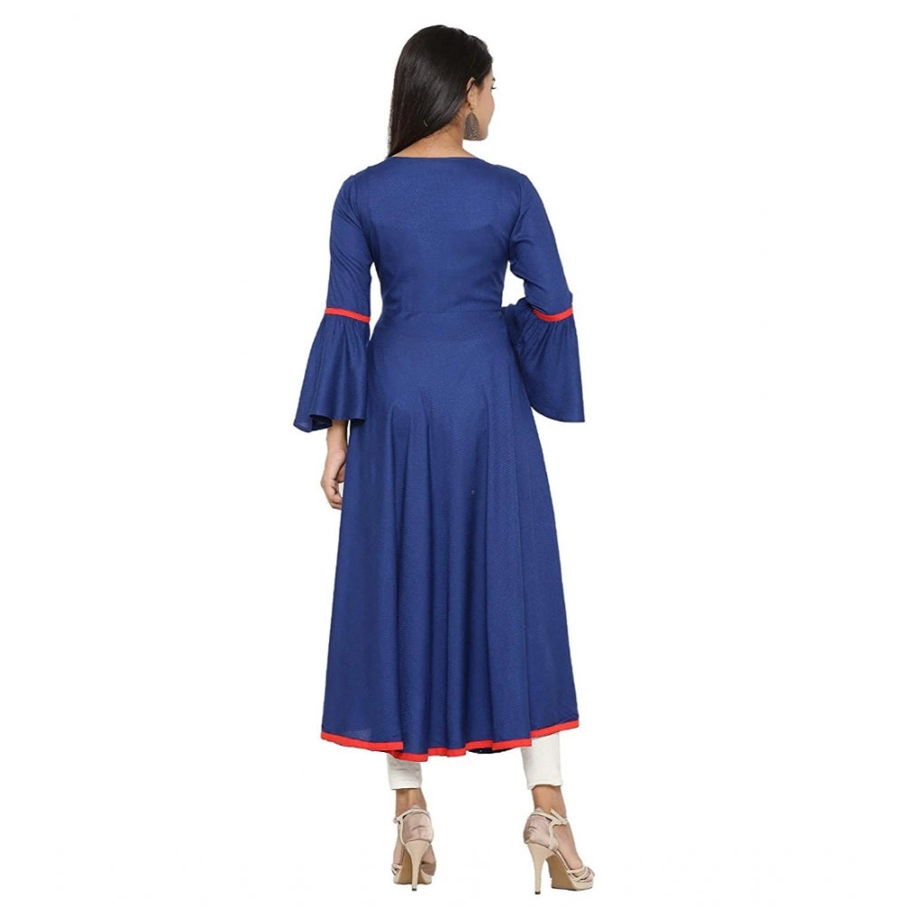 Casual Bell Sleeves Embroidery Rayon Kurti