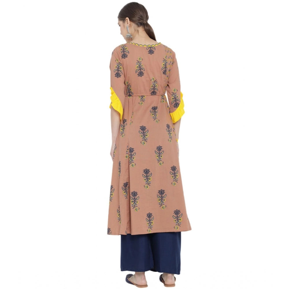 Casual 3/4 th Sleeve Floral Printed Cotton Kurti