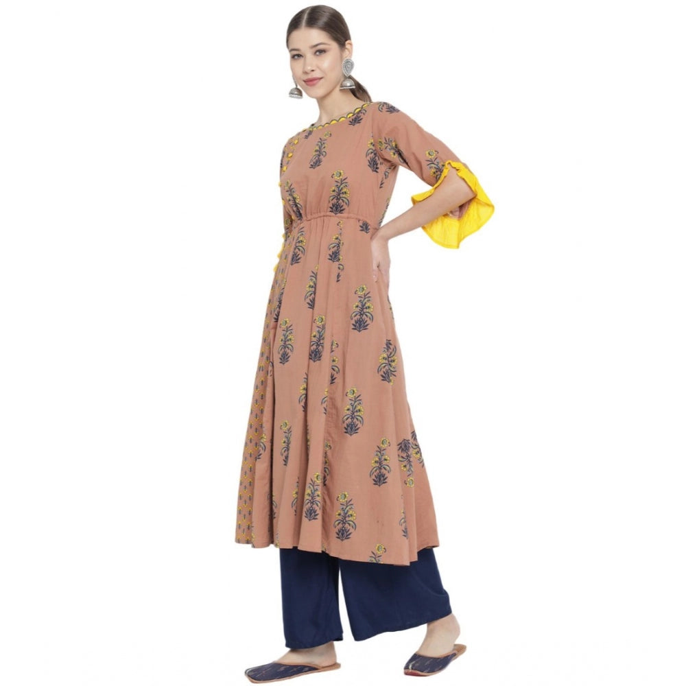 Casual 3/4 th Sleeve Floral Printed Cotton Kurti