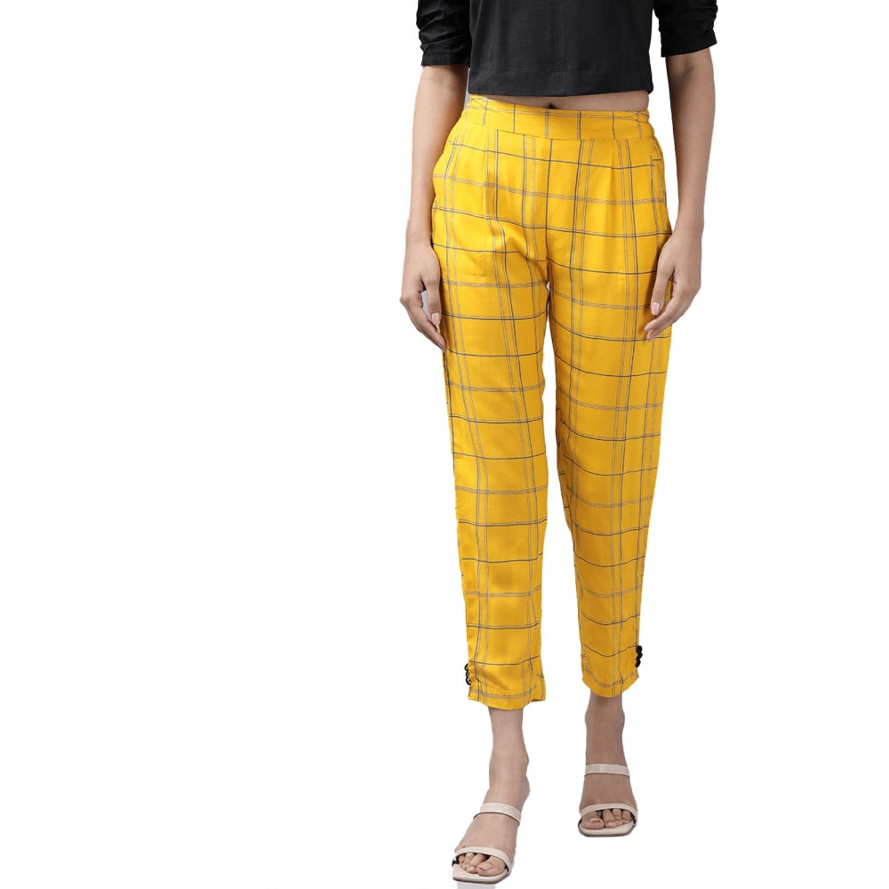 Casual  Checkered Rayon Trouser Pant