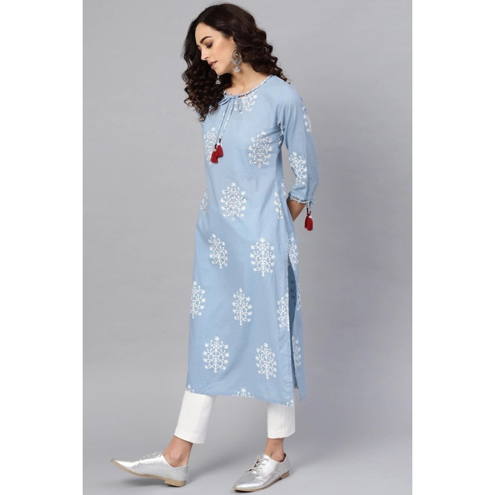 Casual 3/4 th Sleeve Embroidery Cambric Cotton Kurti