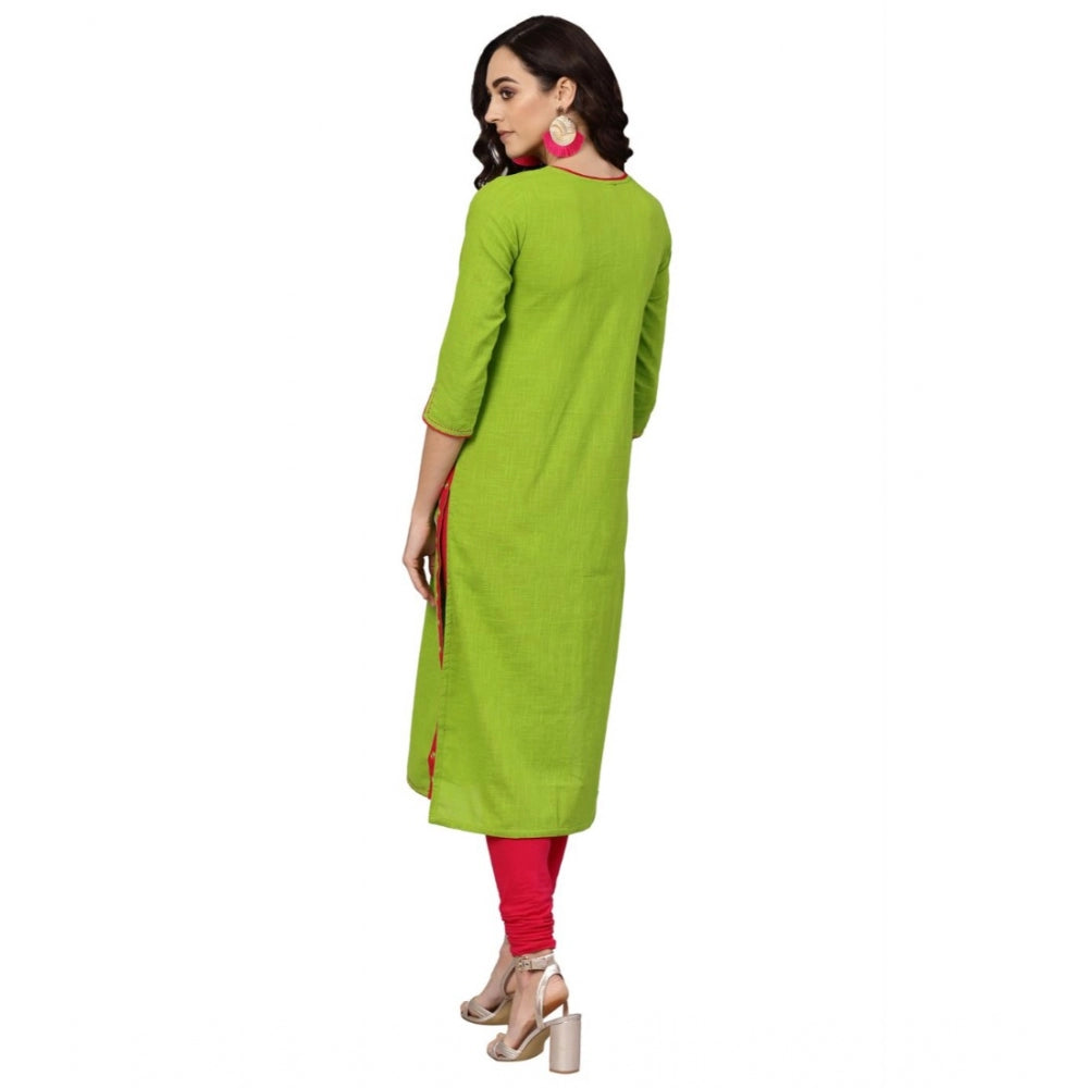 Casual 3/4 th Sleeve Mirror Work Cotton Slub Kurti