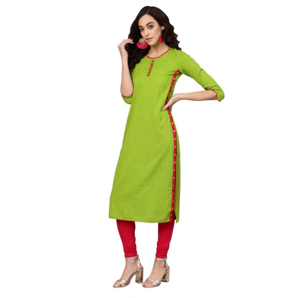 Casual 3/4 th Sleeve Mirror Work Cotton Slub Kurti