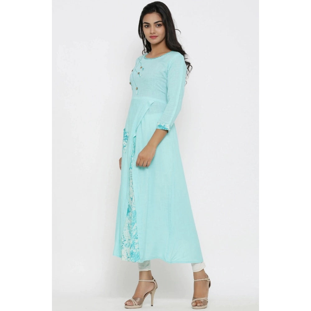 Casual 3/4 th Sleeve Embroidery Rayon Kurti